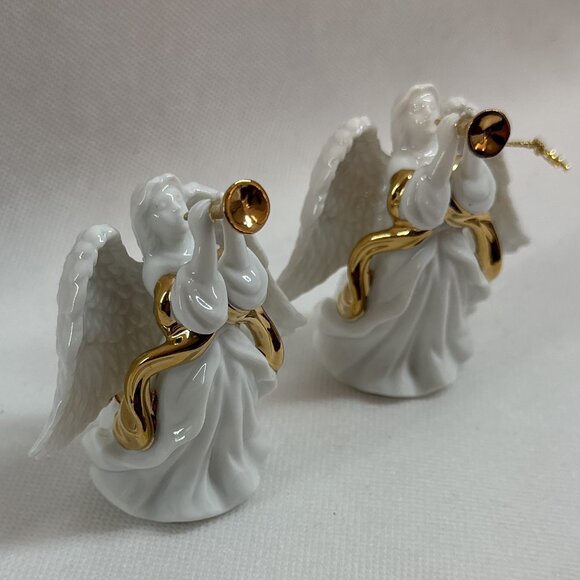 Vintage White Procelain 3 1/2" Christmas Angel Ornaments (Set of 2) - Picture 3 of 4